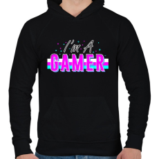 PRINTFASHION Gamer vagyok - Férfi kapucnis pulóver - Fekete