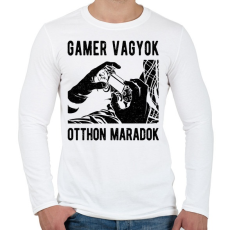 PRINTFASHION Gamer vagyok, otthon maradok - Férfi hosszú ujjú póló - Fehér