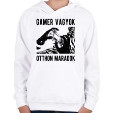PRINTFASHION Gamer vagyok, otthon maradok - Gyerek kapucnis pulóver - Fehér