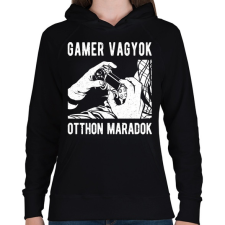 PRINTFASHION Gamer vagyok, otthon maradok - Női kapucnis pulóver - Fekete női pulóver, kardigán