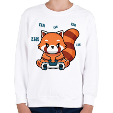 PRINTFASHION Gamer vörös panda - Gyerek pulóver - Fehér
