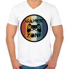 PRINTFASHION Gamer zone2 - Férfi V-nyakú póló - Fehér