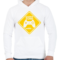 PRINTFASHION Gamer zone - Férfi kapucnis pulóver - Fehér