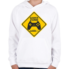 PRINTFASHION Gamer Zone - Gyerek kapucnis pulóver - Fehér gyerek pulóver, kardigán