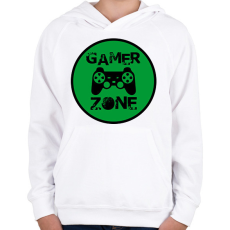 PRINTFASHION Gamer zone - Gyerek kapucnis pulóver - Fehér