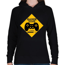 PRINTFASHION Gamer zone - Női kapucnis pulóver - Fekete női pulóver, kardigán