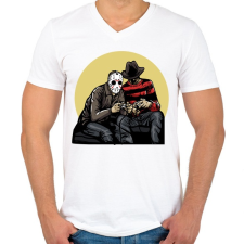 PRINTFASHION Gamerek - Férfi V-nyakú póló - Fehér férfi póló