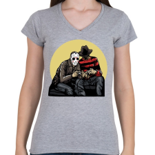 PRINTFASHION Gamerek - Női V-nyakú póló - Sport szürke női póló