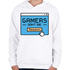 PRINTFASHION Gamers don't die - Gyerek kapucnis pulóver - Fehér