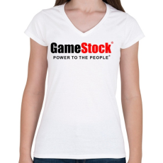 PRINTFASHION GameStock - Női V-nyakú póló - Fehér