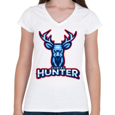 PRINTFASHION Gaming Hunter - Női V-nyakú póló - Fehér