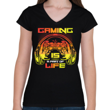 PRINTFASHION gaming - Női V-nyakú póló - Fekete női póló