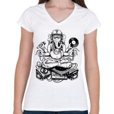 PRINTFASHION ganesha dj - Női V-nyakú póló - Fehér