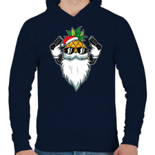 PRINTFASHION Gangsta ananász mikulás - Férfi kapucnis pulóver - Sötétkék férfi pulóver, kardigán