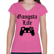PRINTFASHION Gangsta Life - Női V-nyakú póló - Rózsaszín női póló