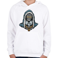 PRINTFASHION Gangster Bulldog - Gyerek kapucnis pulóver - Fehér