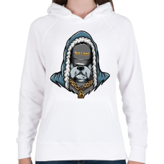 PRINTFASHION Gangster Bulldog - Női kapucnis pulóver - Fehér