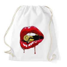 PRINTFASHION Gangster lips - Sportzsák, Tornazsák - Fehér tornazsák