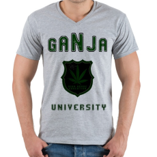PRINTFASHION ganja university - Férfi V-nyakú póló - Sport szürke