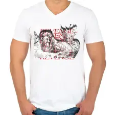PRINTFASHION Garou | Revenge GYM  - Férfi V-nyakú póló - Fehér férfi póló