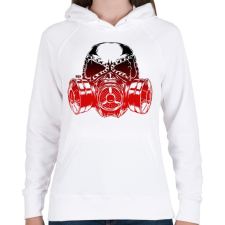 PRINTFASHION Gas Mask - Női kapucnis pulóver - Fehér női pulóver, kardigán