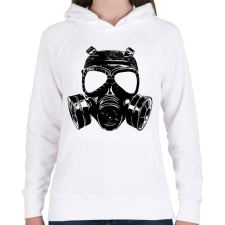 PRINTFASHION gáz maszk - Női kapucnis pulóver - Fehér női pulóver, kardigán