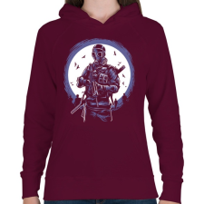 PRINTFASHION Gázmaszkos katona - Női kapucnis pulóver - Bordó női pulóver, kardigán