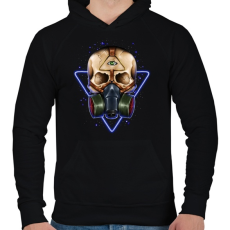 PRINTFASHION Gázmaszkos koponya - Férfi kapucnis pulóver - Fekete