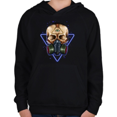 PRINTFASHION Gázmaszkos koponya - Gyerek kapucnis pulóver - Fekete