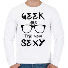 PRINTFASHION Geek are the new SEXY - Férfi pulóver - Fehér férfi pulóver, kardigán