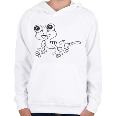 PRINTFASHION Gekkó - Gyerek kapucnis pulóver - Fehér