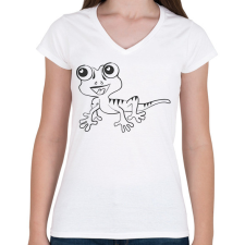 PRINTFASHION Gekkó - Női V-nyakú póló - Fehér női póló