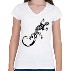 PRINTFASHION Gekkó - Női V-nyakú póló - Fehér