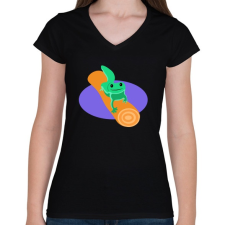 PRINTFASHION gekkó - Női V-nyakú póló - Fekete női póló