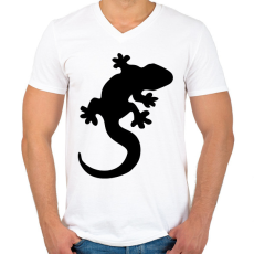 PRINTFASHION Gekkó sziluett - Férfi V-nyakú póló - Fehér