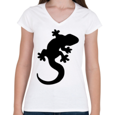 PRINTFASHION Gekkó sziluett - Női V-nyakú póló - Fehér