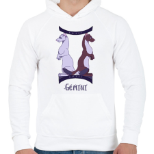 PRINTFASHION Gemini Hermelins - Férfi kapucnis pulóver - Fehér férfi pulóver, kardigán