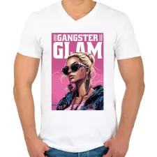 PRINTFASHION Gengszter Barbie - Férfi V-nyakú póló - Fehér férfi póló