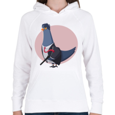 PRINTFASHION Gengszter galamb - Női kapucnis pulóver - Fehér női pulóver, kardigán