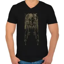 PRINTFASHION Gengszter koponya - Férfi V-nyakú póló - Fekete férfi póló
