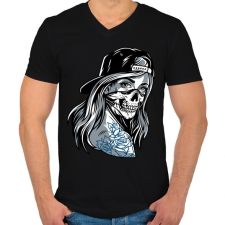 PRINTFASHION Gengszter lány - Férfi V-nyakú póló - Fekete férfi póló