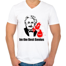 PRINTFASHION genius - Férfi V-nyakú póló - Fehér férfi póló