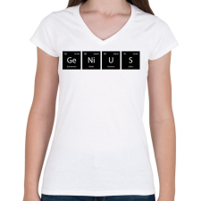 PRINTFASHION GeNiUS (periódusos rendszer) - Női V-nyakú póló - Fehér női póló