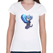 PRINTFASHION Genshin cat Chongyu - Női V-nyakú póló - Fehér női póló