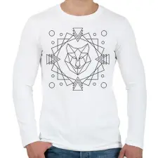 PRINTFASHION Geometrikus farkas - Férfi hosszú ujjú póló - Fehér férfi póló