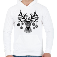 PRINTFASHION Geometrikus karácsonyi rénszarvas - Férfi kapucnis pulóver - Fehér férfi pulóver, kardigán