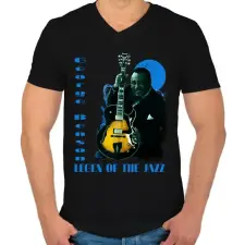 PRINTFASHION George Benson - Férfi V-nyakú póló - Fekete férfi póló