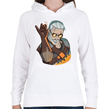 PRINTFASHION Geralt - Igni jel - Női kapucnis pulóver - Fehér női pulóver, kardigán