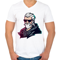 PRINTFASHION Geralt the witcher - Férfi V-nyakú póló - Fehér