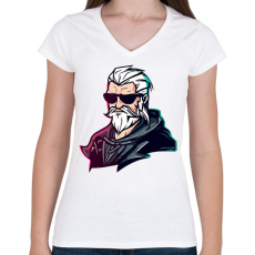 PRINTFASHION Geralt the witcher - Női V-nyakú póló - Fehér